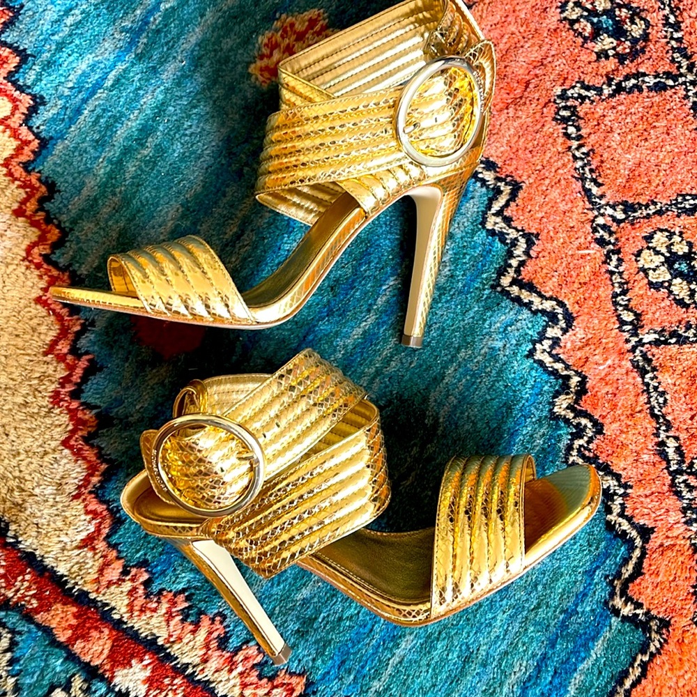 Michael Kors Gold Stilletto Sandals, 7.5 - Worn once!